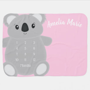 Pink Koala Bear Baby Shower Blanket