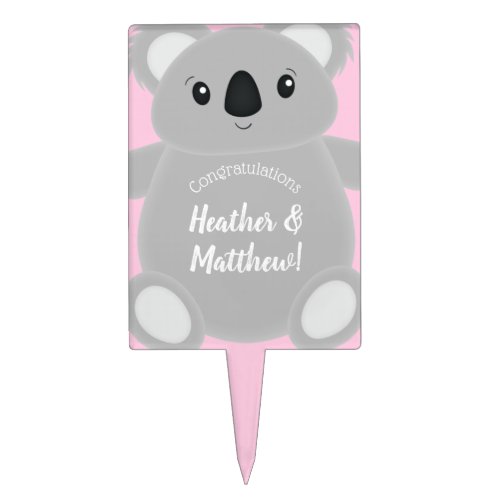 Pink Koala Bear Baby Shower Cake Topper