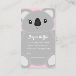 Pink Koala Bear Baby Shower Enclosure Card