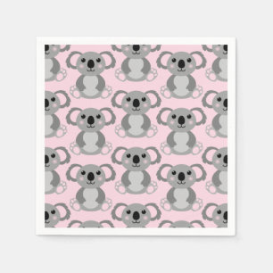 Pink Koala Bear Baby Shower Napkins