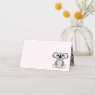 Pink Koala Bear Baby Shower Place Card