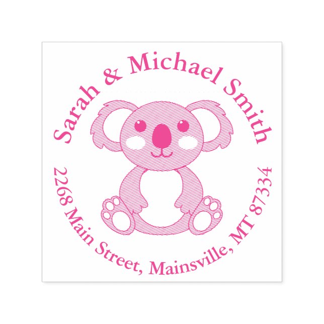 Pink Koala Bear Baby Shower Self-inking Stamp (Design)
