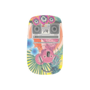 Pink koala with boombox and tropical leaves design leggings, Zazzle