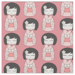 Pink Kokeshi Doll Fabric