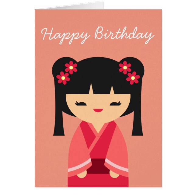 Pink Kokeshi Japanese dolls Cards (Front)