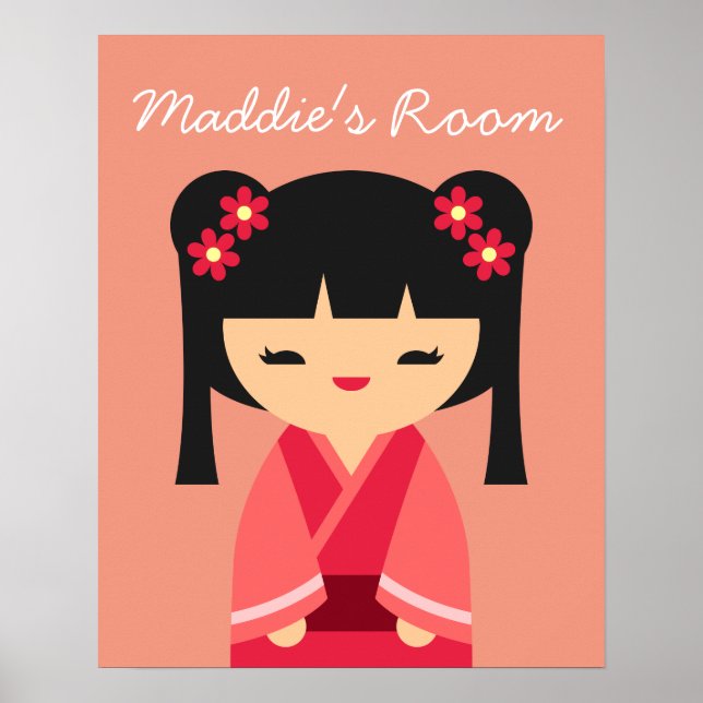 Pink Kokeshi Japanese dolls Poster (Front)