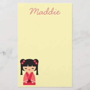 Pink Kokeshi Japanese dolls Stationery