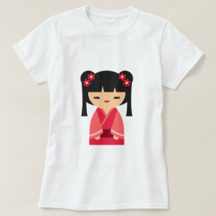 Pink Kokeshi Japanese dolls T-Shirt
