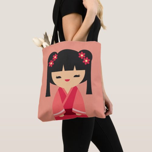 Pink Kokeshi Japanese dolls Tote Bag