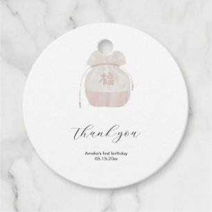 Pink Korean Doljanchi favor tag