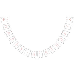 Pink Korean Doljanchi Happy Birthday Bunting Flags