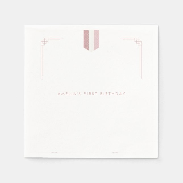 Pink Korean girl 1st birthday Doljanchi  Napkins (Front)
