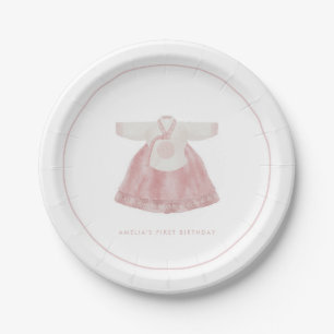Pink  Korean girl 1st birthday Doljanchi  Paper Plates