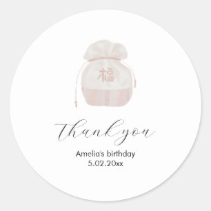Pink Korean Hanbok Dol thank you sticker
