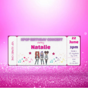 Pink KPOP Birthday Concert Ticket Invitation