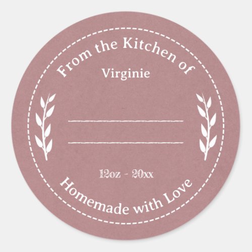 Pink Kraft  Rustic Made with Love Label Sticker