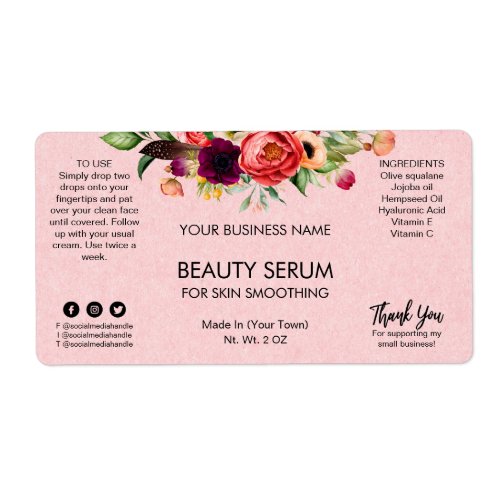 Pink Kraft Textured Face Serum Labels