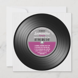 Pink Label Vinyl Record Birthday 50th Party Invitation | Zazzle