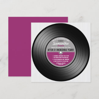 Pink Label Vinyl Record Retirement Party Invitation
