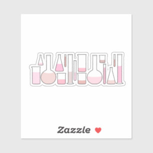 Pink Laboratory Glassware Sticker
