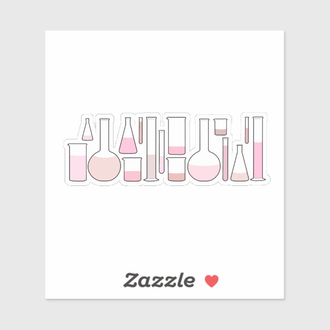 Pink Laboratory Glassware Sticker (Sheet)