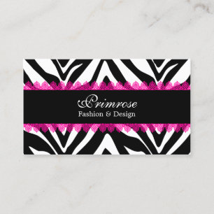 Pink Lace and Zebra Print Elegant Business Card