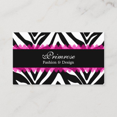 Pink Lace and Zebra Print Elegant Business Cards