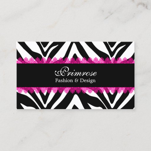 Customizable Pink Lace and Zebra Print Elegant Business Cards