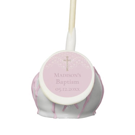 Pink Lace Baptism  Cake Pops (Front)