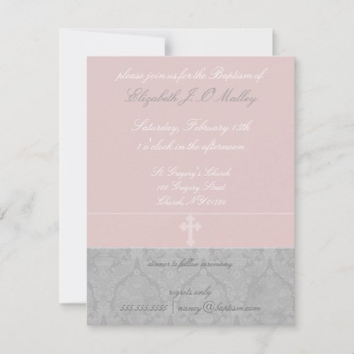 Pink Lace Baptism Invitations