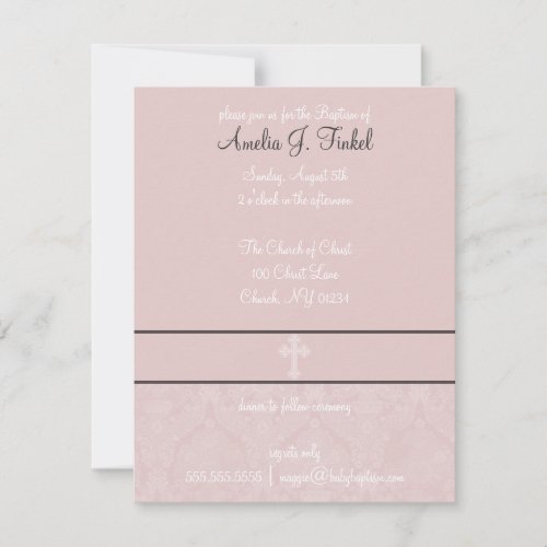 Pink Lace Baptism Invitations