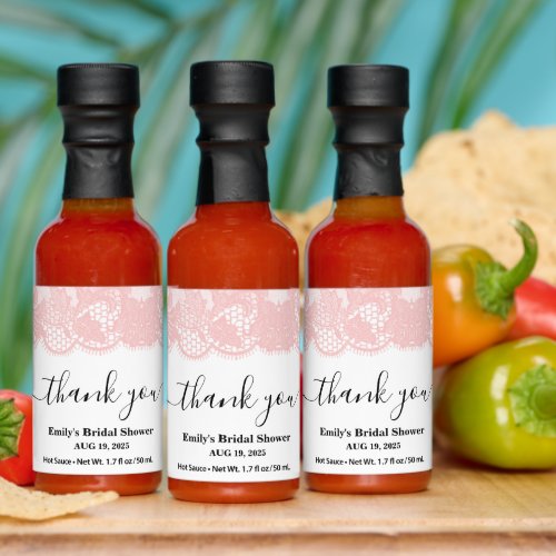 Pink Lace Bridal Shower  Hot Sauces