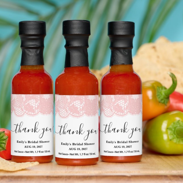 Pink Lace Bridal Shower  Hot Sauces (Multi)