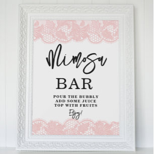Pink Lace Bridal Shower Mimosa Bar sign  