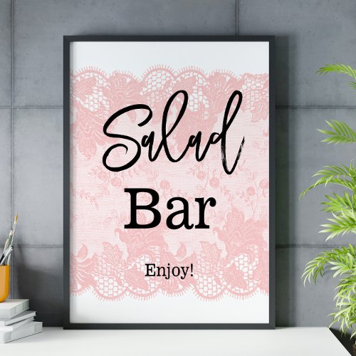 Pink Lace Bridal Shower Salad bar Poster
