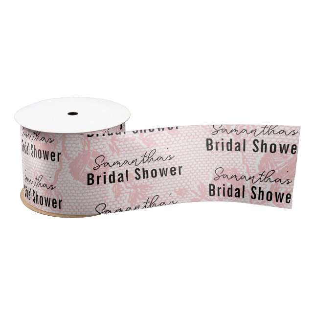 Pink Lace Bridal Shower  Satin Ribbon (Spool)