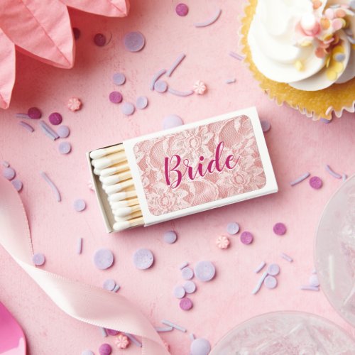 Pink Lace Bride Wedding Matchboxes