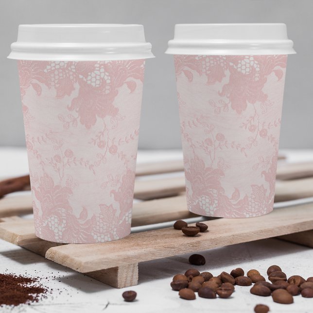 Pink Lace Coffee Bar Paper Cups (Creator Uploaded)