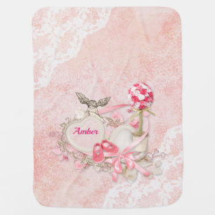 Pink Lace design Baby Blanket