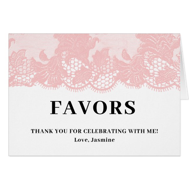 Pink Lace  Favors Paper Tent (Front Horizontal)