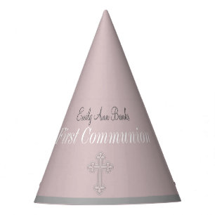 Pink Lace First Communion Party Hat