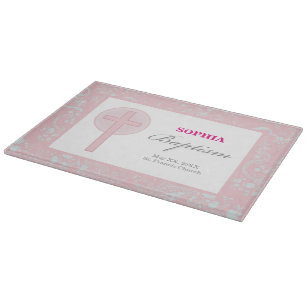 Pink Lace Girl Baptism Cutting Board