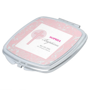 Pink Lace Girl Baptism Mirror For Makeup