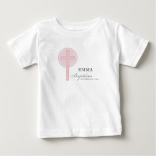 Pink Lace Girl Baptism Personalized Baby T-Shirt