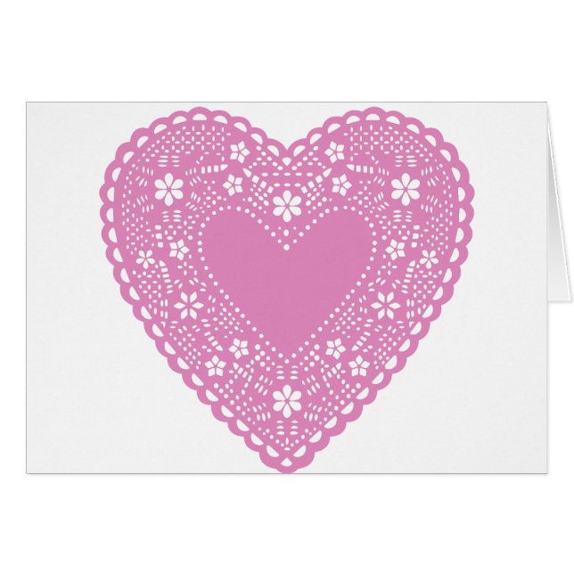Pink Lace Heart Cards (Front Horizontal)