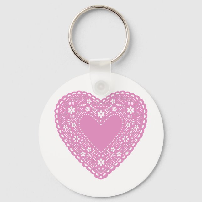 Pink Lace Heart Keychain (Front)