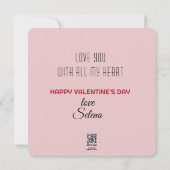 Pink Lace Heart Love You Note VALENTINE Holiday Card (Back)