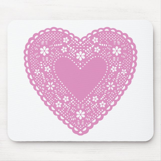 Pink Lace Heart Mouse Pad (Front)