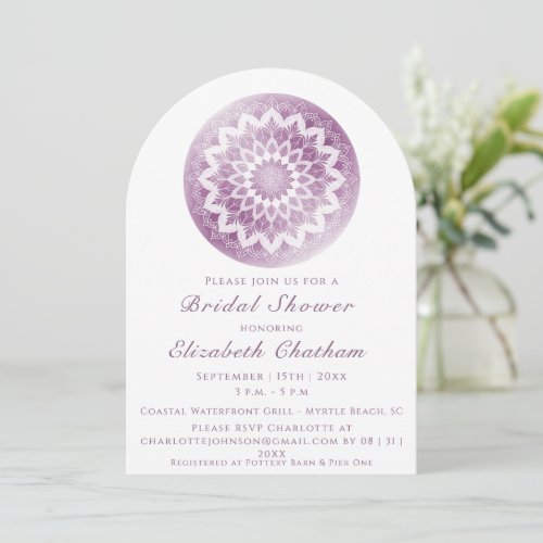 Pink Lace Mandala Bridal Shower Invitation
