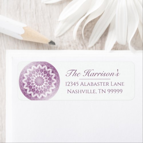 Pink Lace Mandala Wedding Address Label